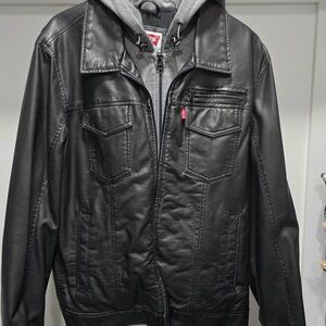 Levi's Black Faux Leather Varsity Jacket